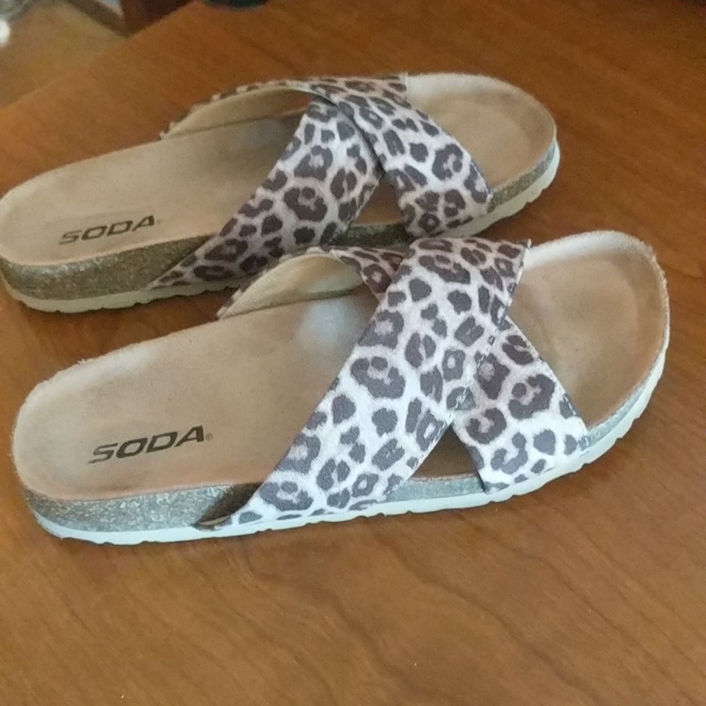 Leopard Print Sandals By Soda Size 8
